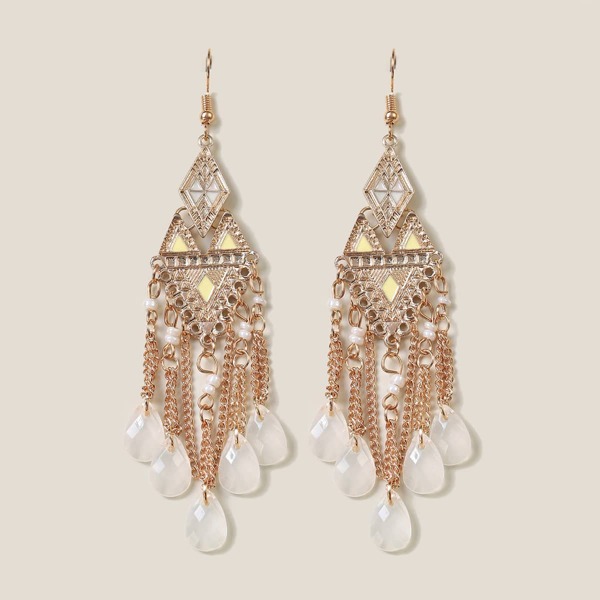 

Water Drop Tassel Charm Drop Earrings, Gold