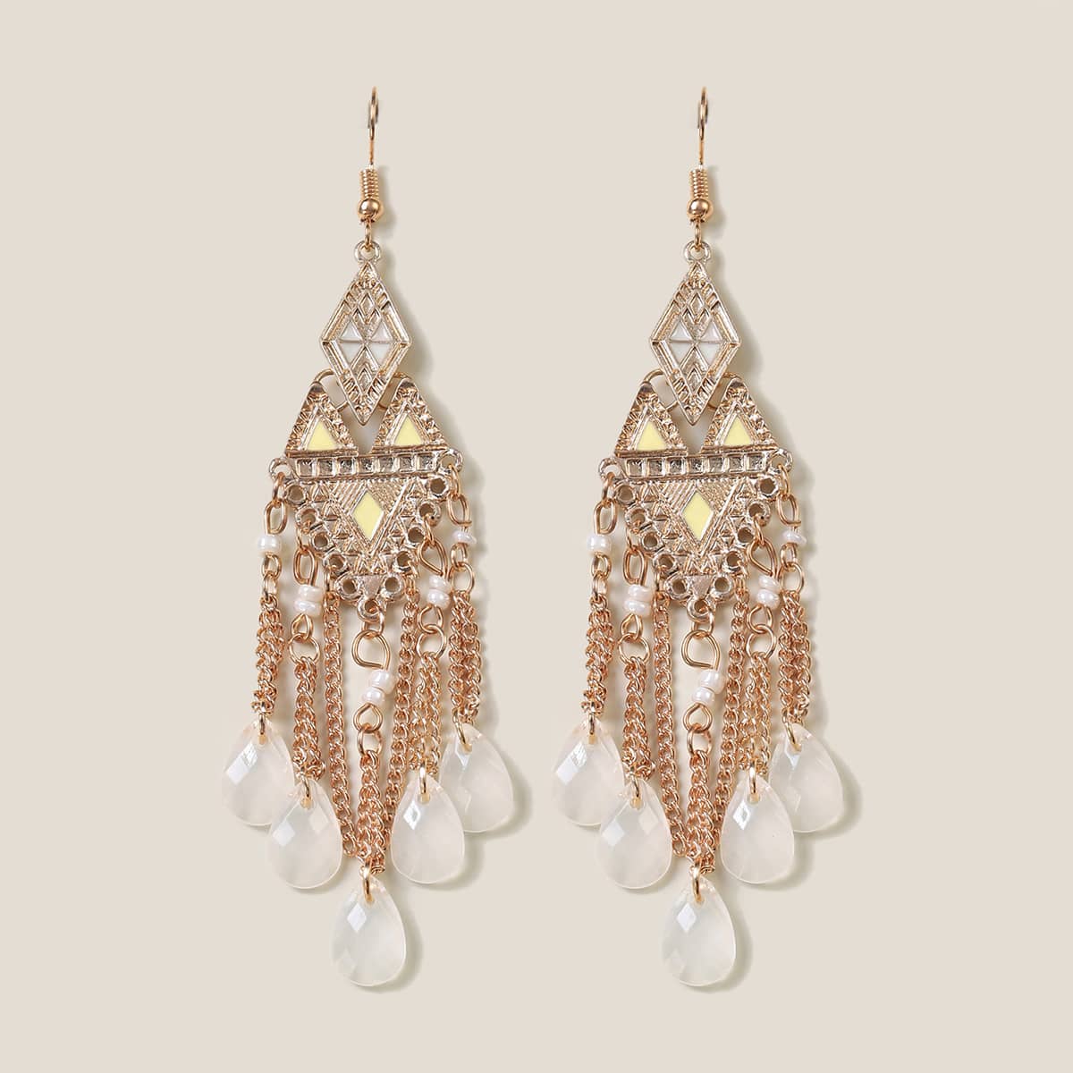 

Water Drop Tassel Charm Drop Earrings, Gold