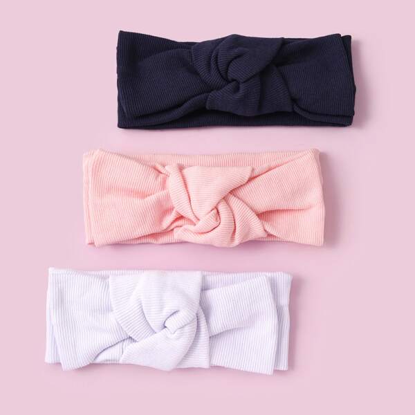 

3pcs Toddler Girls Plain Bow Decor Headband, Multicolor
