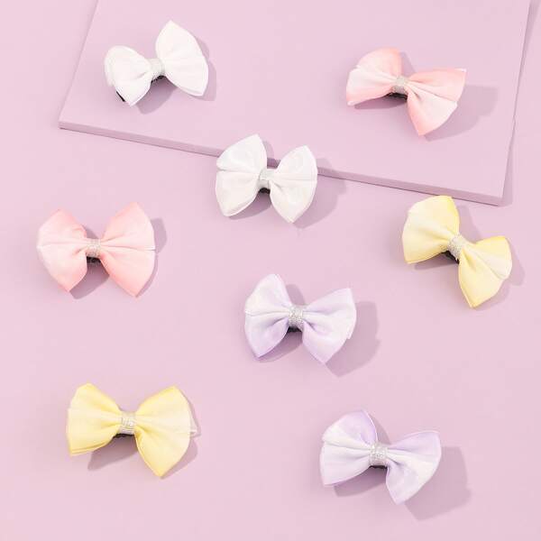 

8pcs Toddler Girls Bow Design Hair Clip, Multicolor