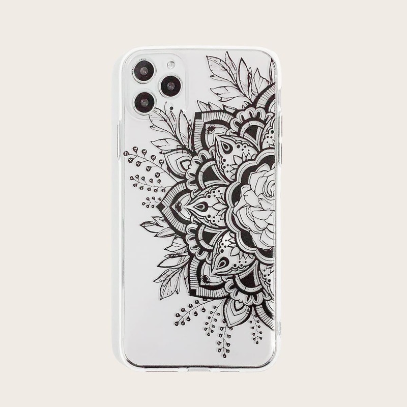 

Flower Print iPhone Case, Black