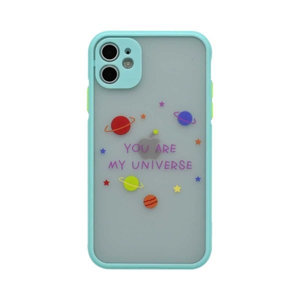 

Planet & Letter Graphic iPhone Case, Clear mint green
