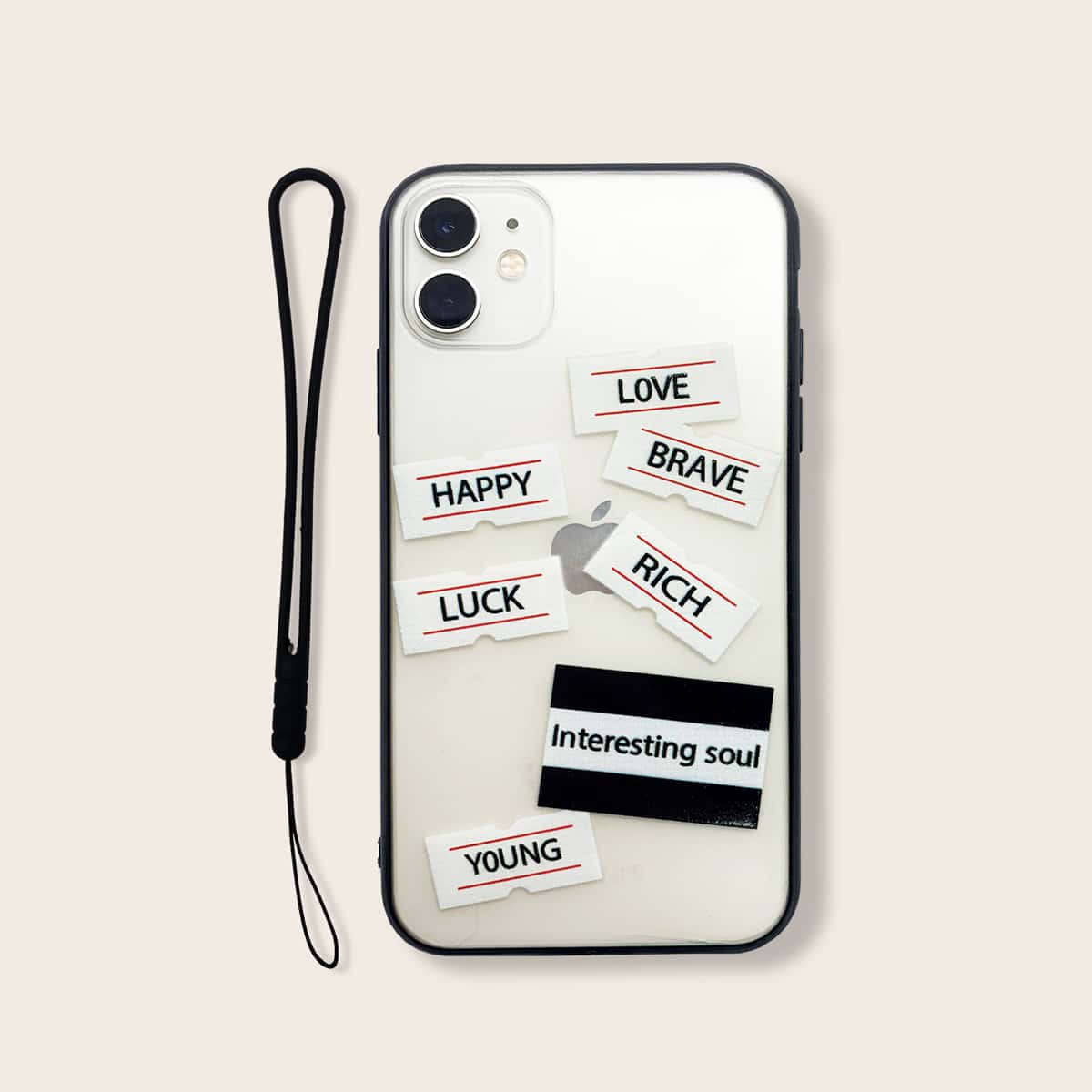 

Letter Graphic iPhone Case With Lanyard, Multicolor