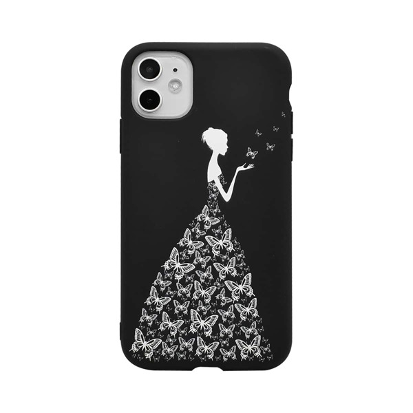 

Butterfly & Girl Print iPhone Case, Black