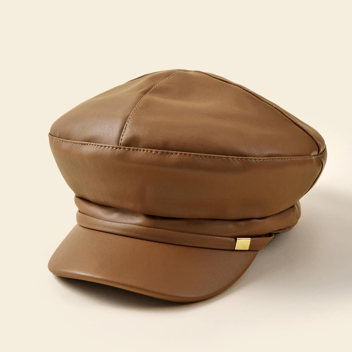 

Metal Detail Baker Boy Cap, Coffee brown