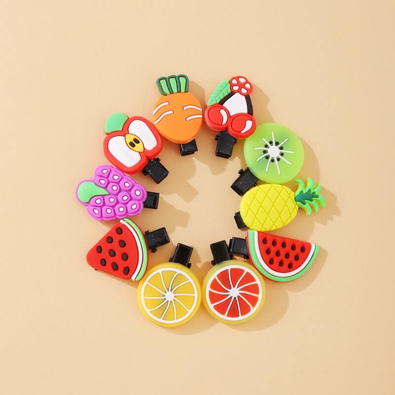 

10pcs Cartoon Fruit Hair Clip, Multicolor
