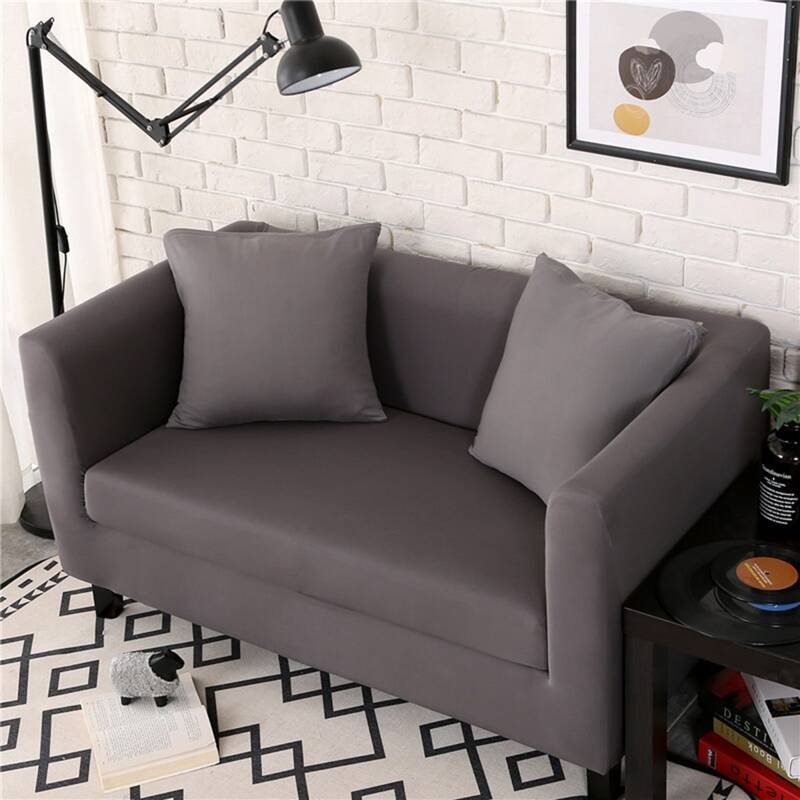

Solid Cover Stretchy Sofa Cover & 1pc Cushion Cover, Grey