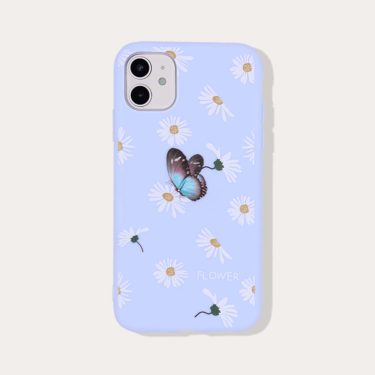 

Butterfly & Flower Print iPhone Case, Purple