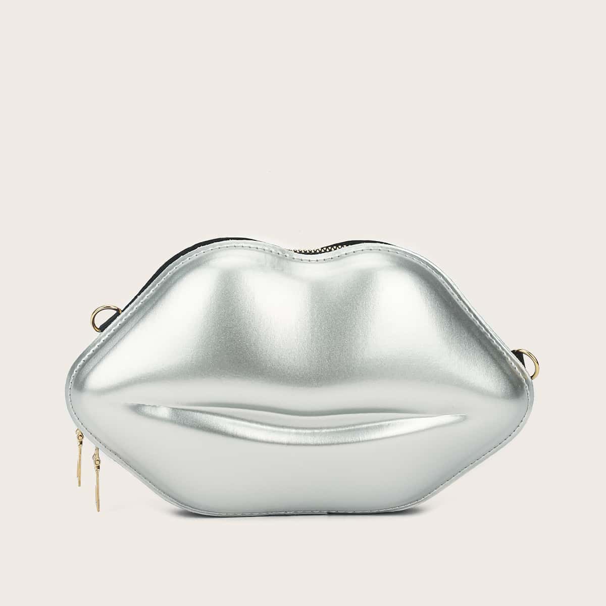 

Lip Shaped Chain Bag, Silver