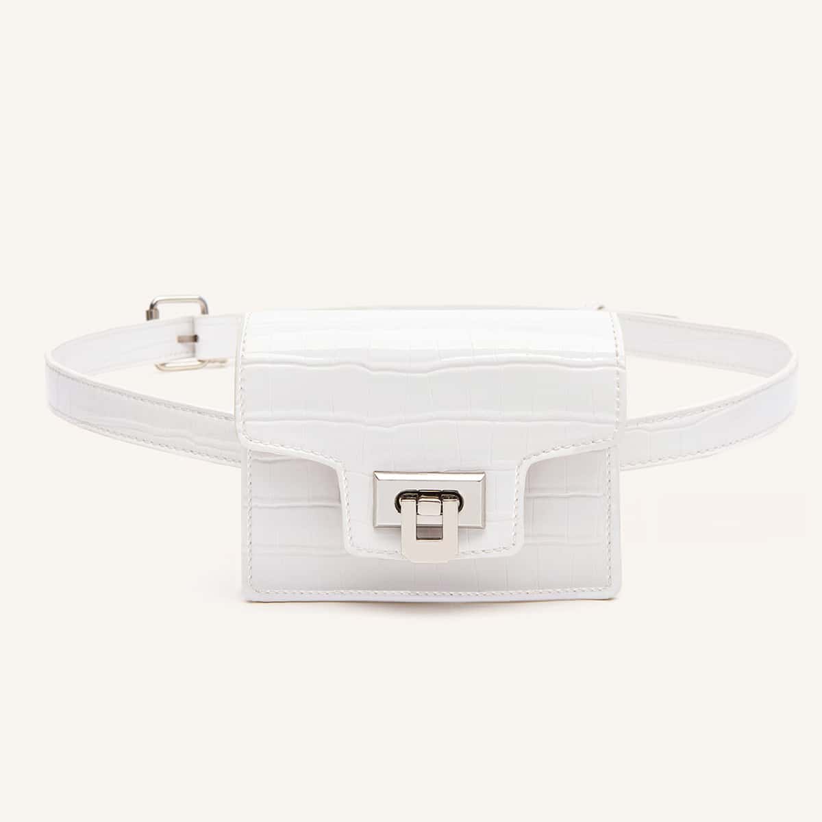 

Croc Embossed Mini Fanny Pack, White