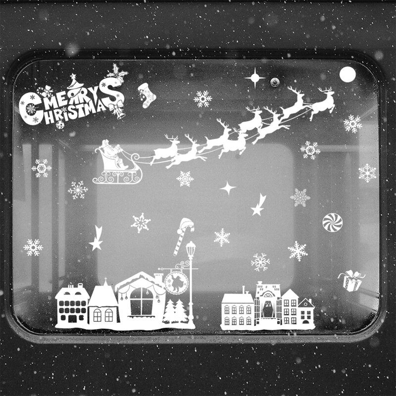 

2pcs Christmas Pattern Window Sticker, White