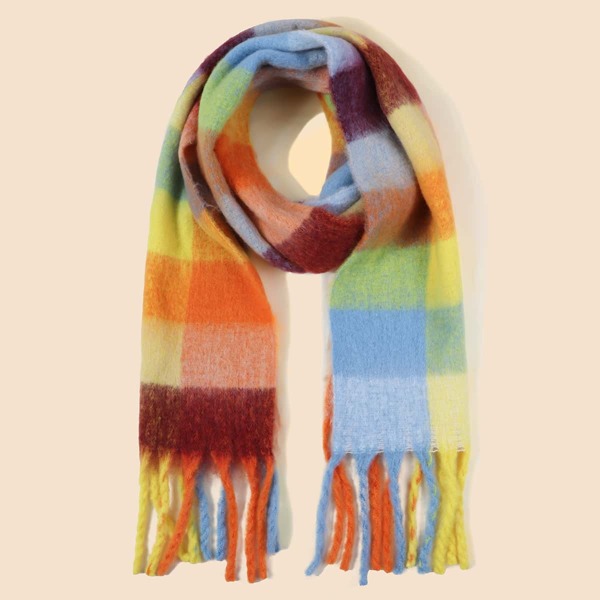 

Fringe Hem Colorblock Scarf, Multicolor