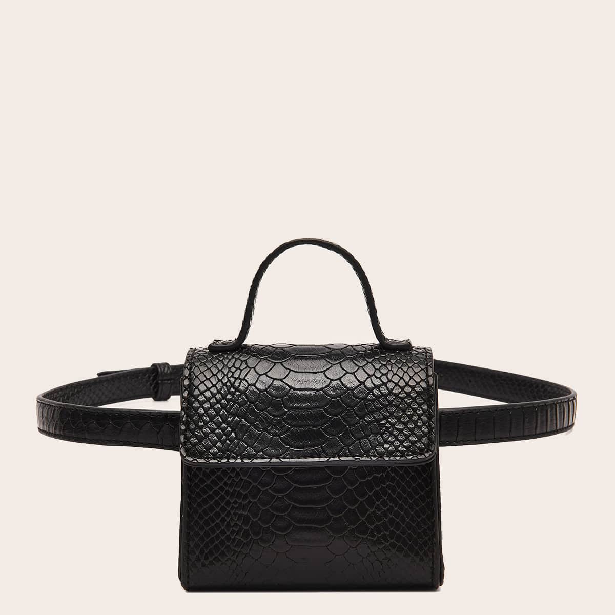 

Croc Embossed Mini Fanny Pack, Black