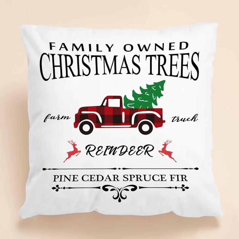 

Christmas Slogan Graphic Cushion Cover Without Filler, White