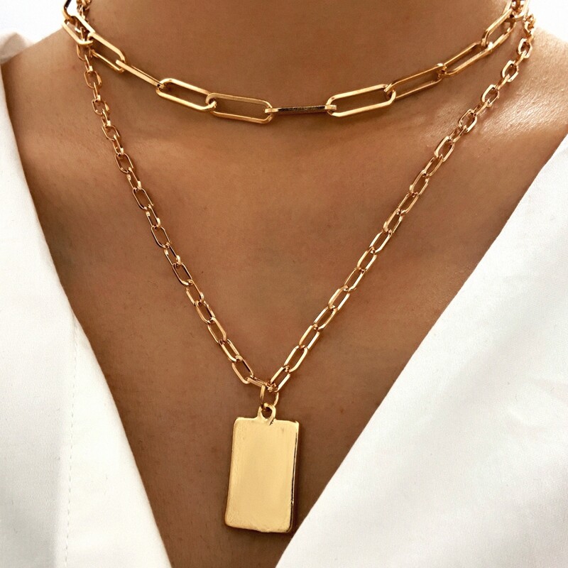 

2pcs Minimalist Chain Necklace, Gold