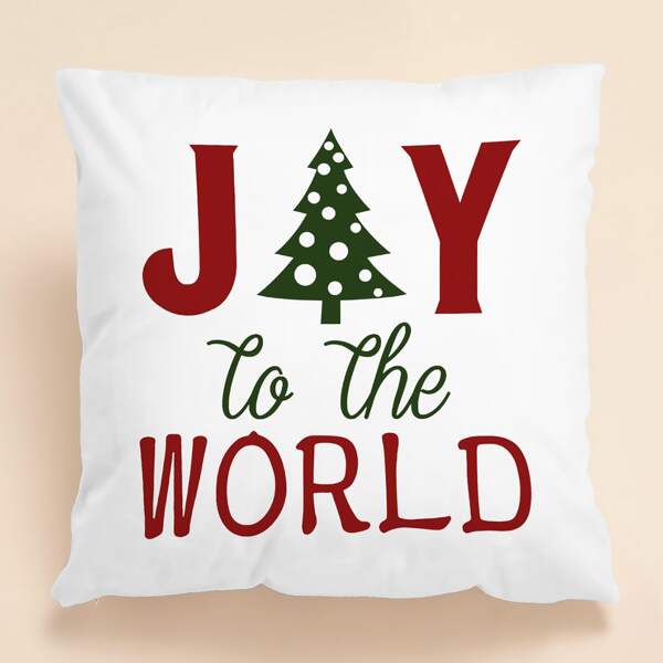 

Christmas Slogan Graphic Cushion Cover Without Filler, White
