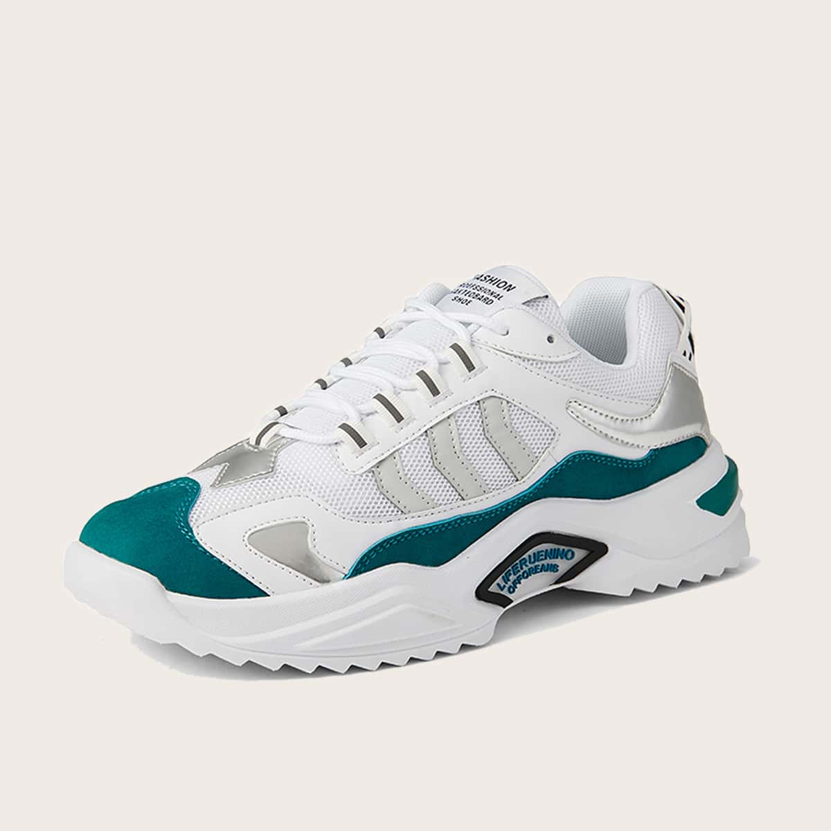 

Guys Lace Up Front Mesh Panel Chunky Sneakers, White