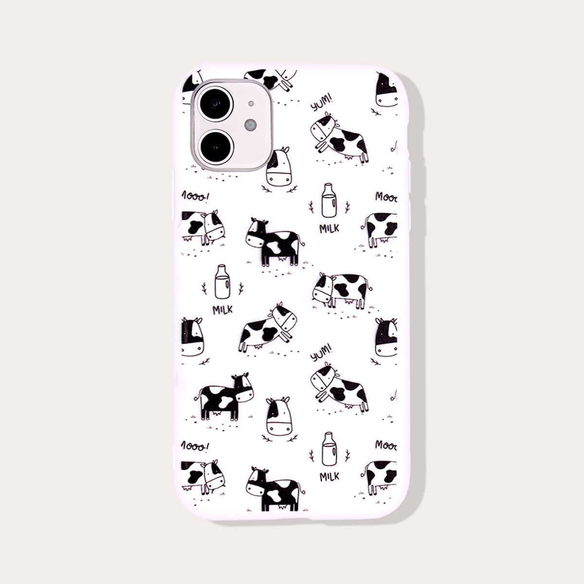 

Cow Print iPhone Case, Black and white