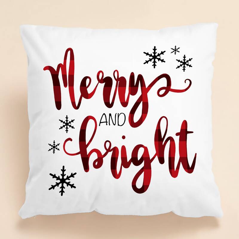 

Christmas Slogan Graphic Cushion Cover Without Filler, White