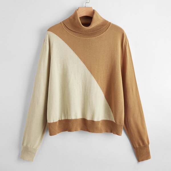 

Plus Turtleneck Two Tone Sweater, Multicolor