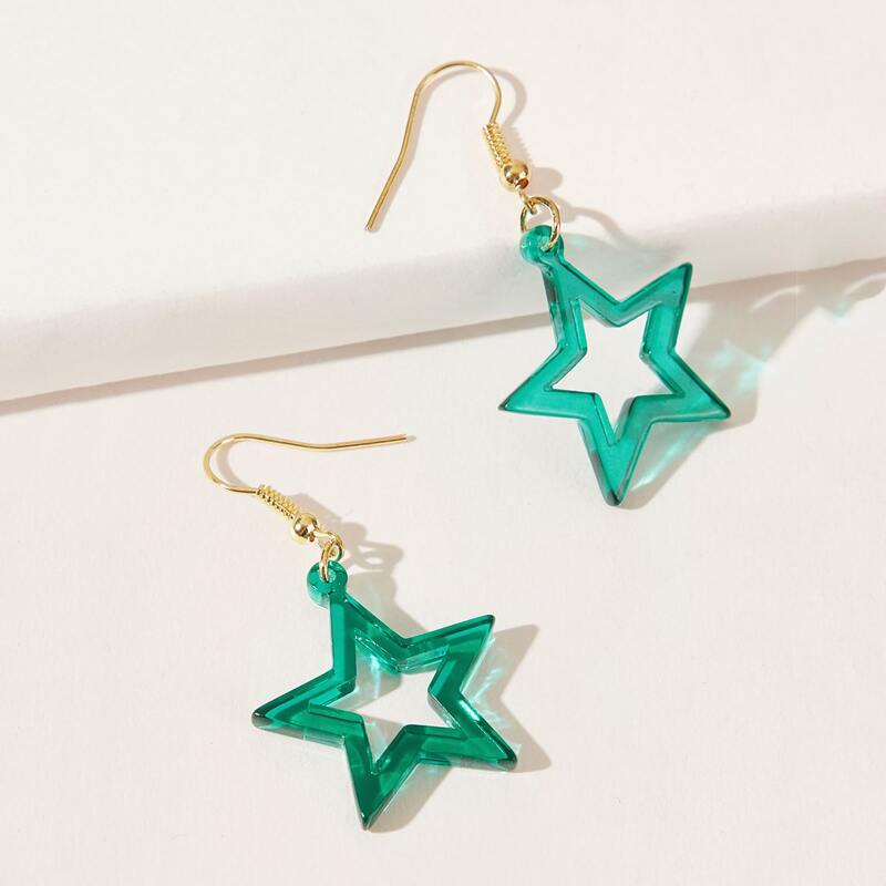 

Star Drop Earrings, Green