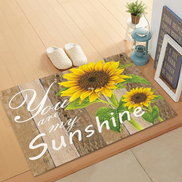 

Sunflower Print Floor Mat, Multicolor