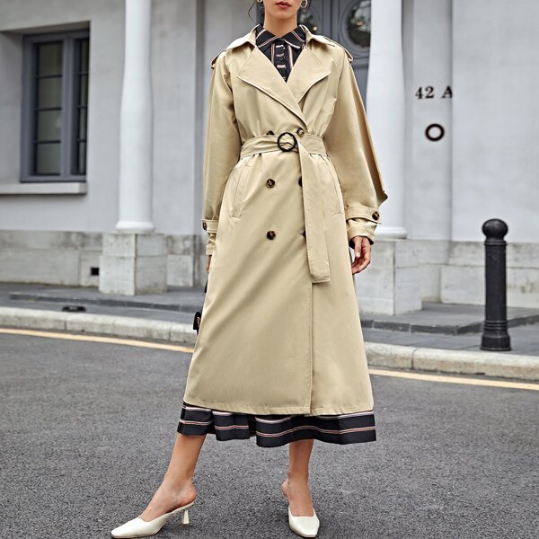 

Raglan Sleeve Belted Trench Coat, Khaki