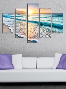 5pcs Sea Print Wall Painting Without Frame - Multicolor - View 3