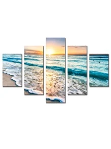 5pcs Sea Print Wall Painting Without Frame - Multicolor - View 5