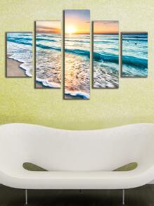 5pcs Sea Print Wall Painting Without Frame - Multicolor - View 6