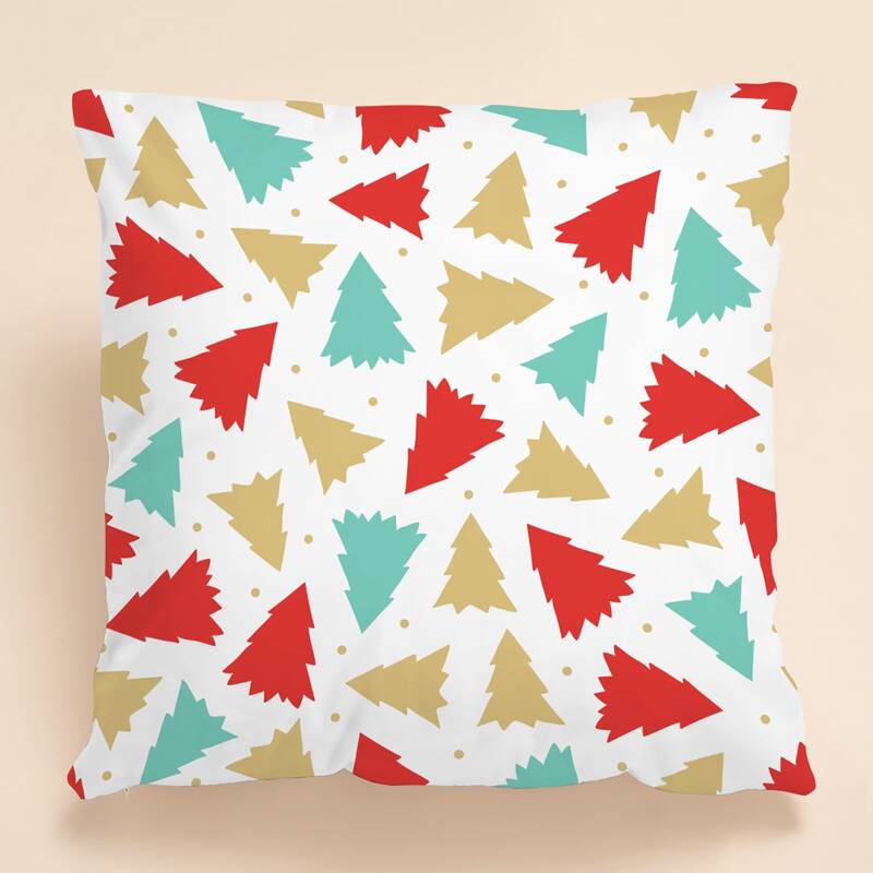 

Christmas Tree Print Cushion Cover Without Filler, Multicolor