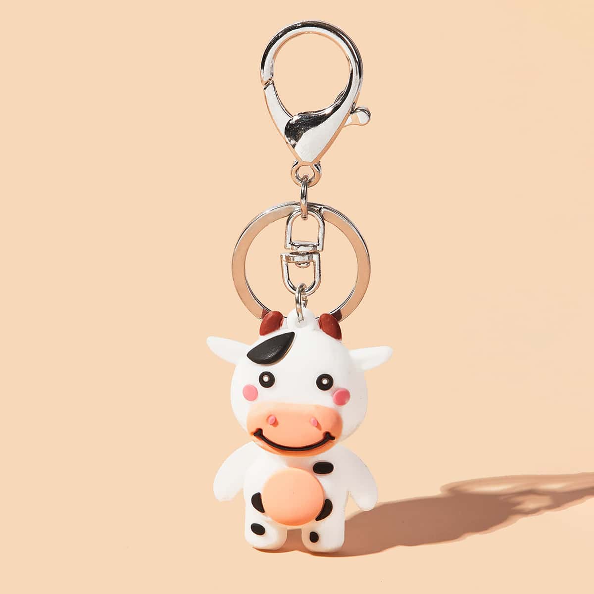 

Cartoon Cow Bag Charm, White