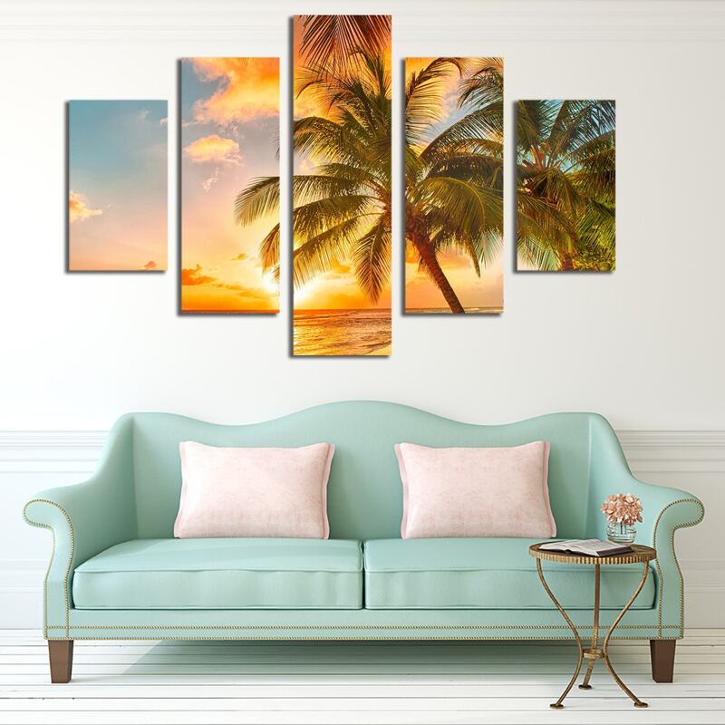 

5pcs Landscape Print Wall Painting Without Frame, Multicolor