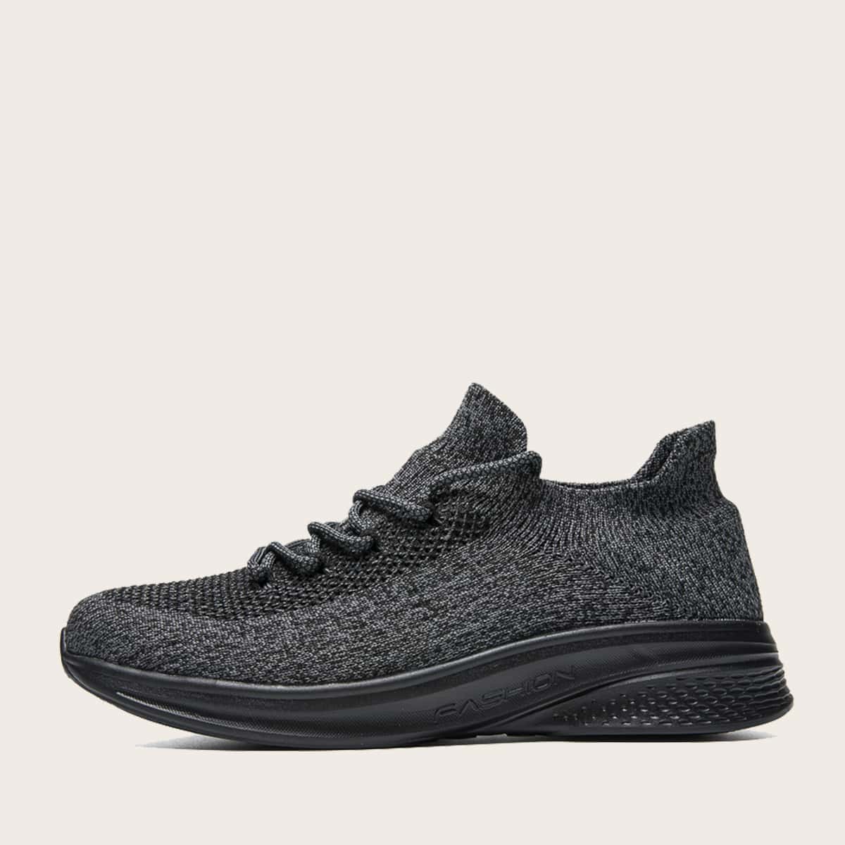 

Guys Lace Up Decor Knit Sneakers, Dark grey