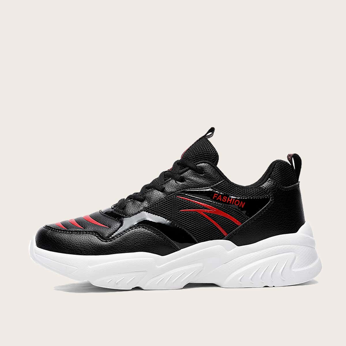 

Guys Lace Up Front Wide Fit Chunky Sneakers, Black