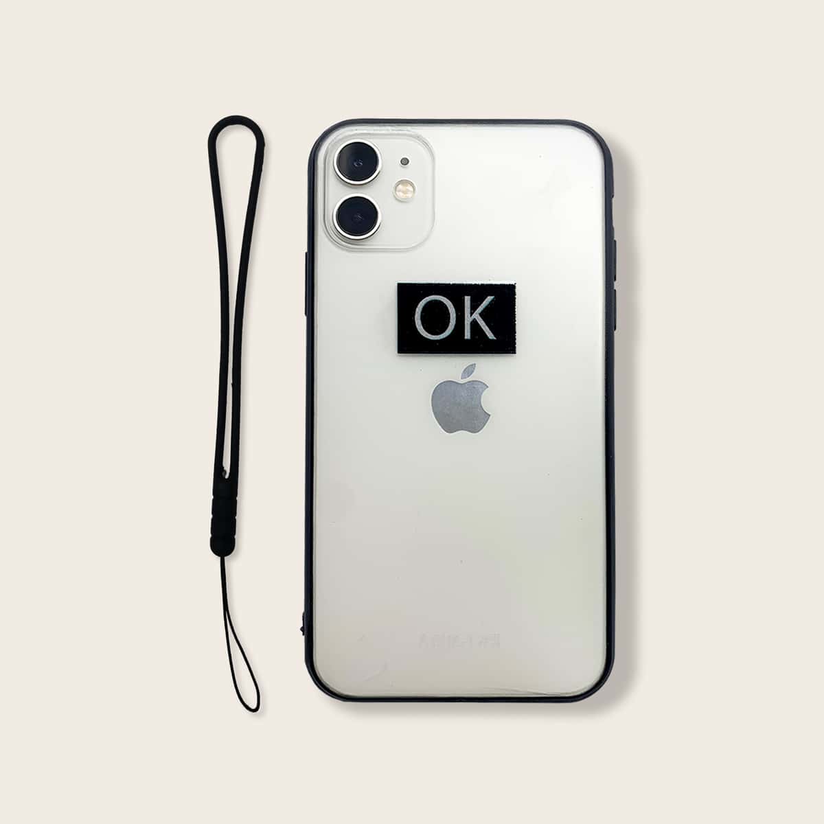 

Letter Graphic Transparent iPhone Case With Lanyard, Clear