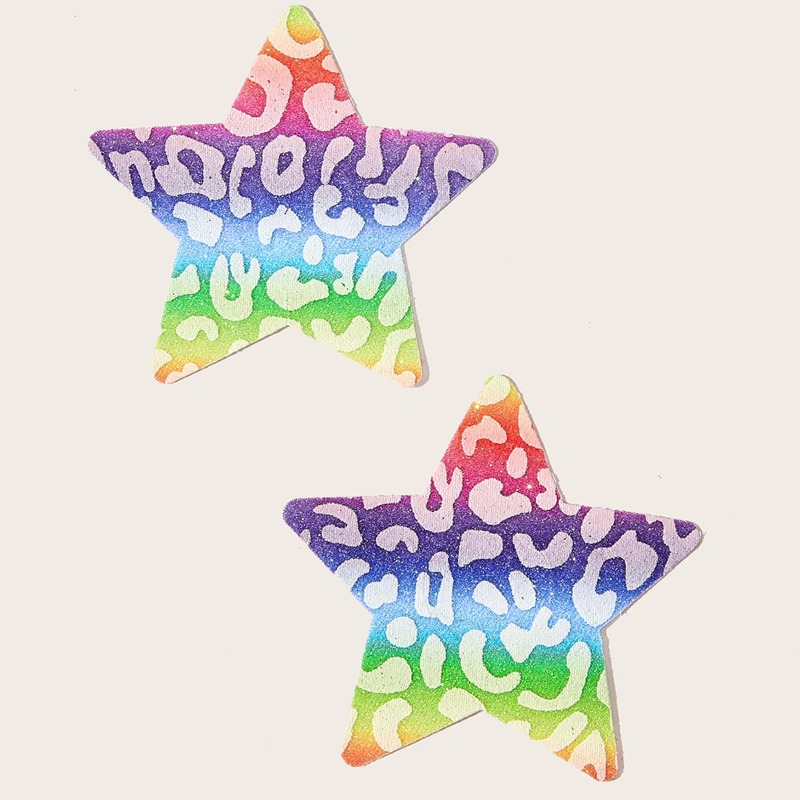 

1pair Leopard Star Shaped Nipple Cover, Multicolor