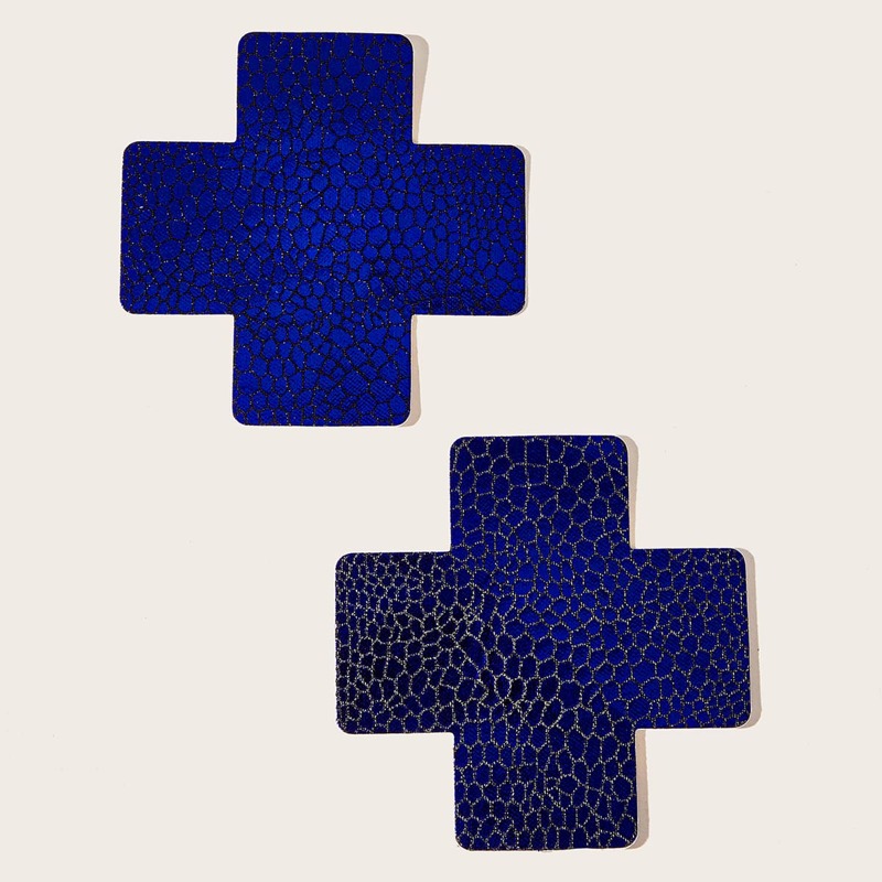 

1pair Snakeskin Print Nipple Cover, Royal blue