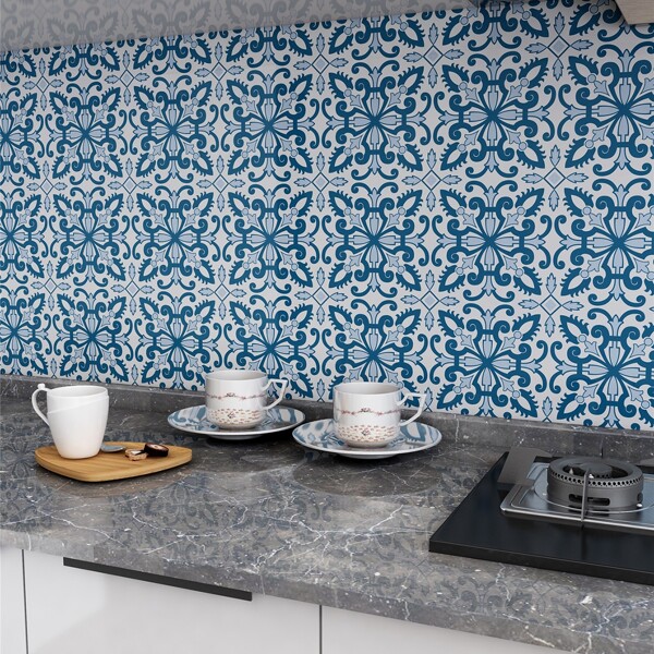 

10pcs Graphic Print Tile Sticker, Multicolor