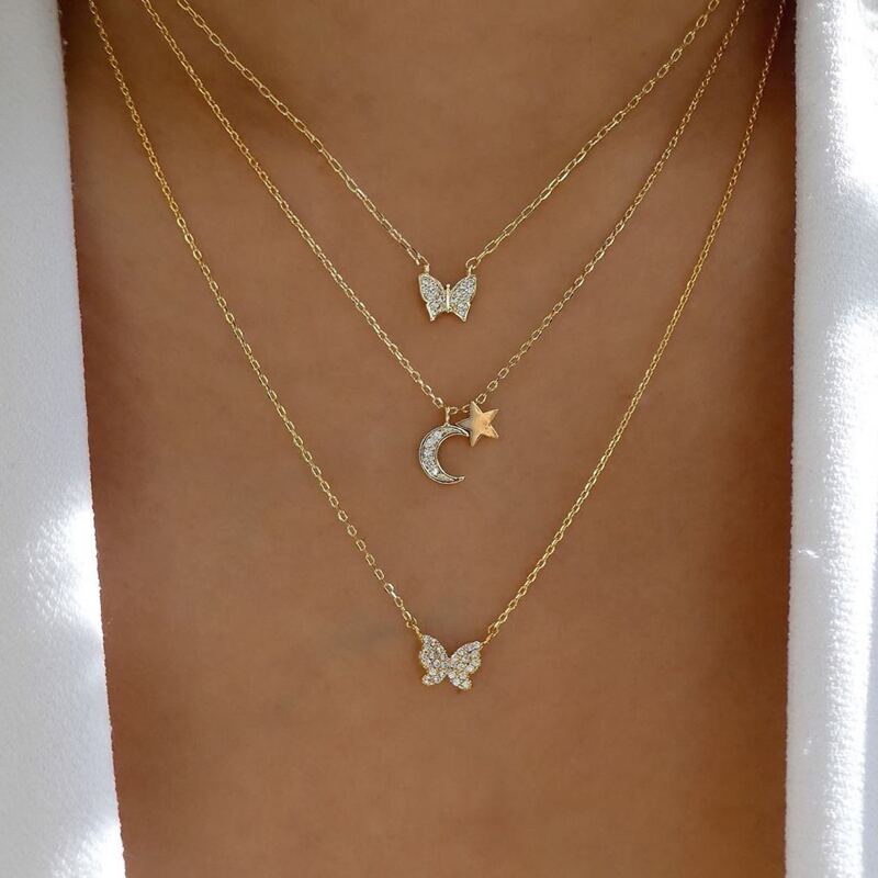 

Butterfly Layered Necklace, Gold