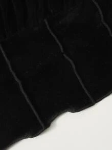 SHEIN Essnce Frill Trim Ruched Bust Velvet Crop Cami Top - màu đen - Xem 5