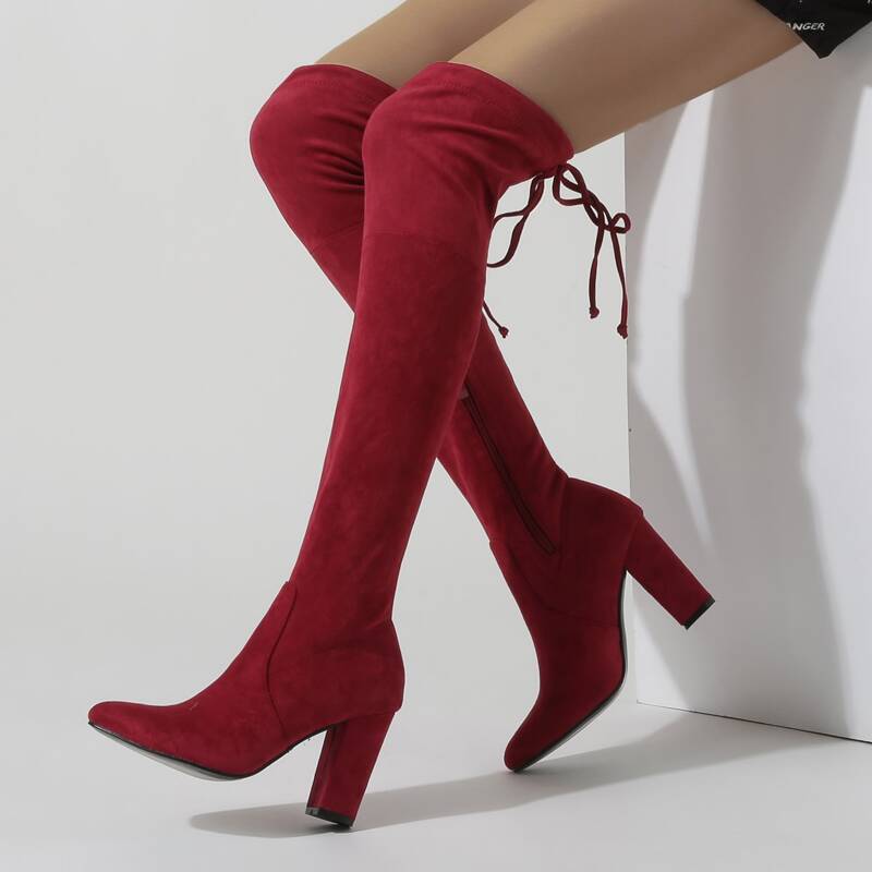

Point Toe Over The Knee Boots, Burgundy