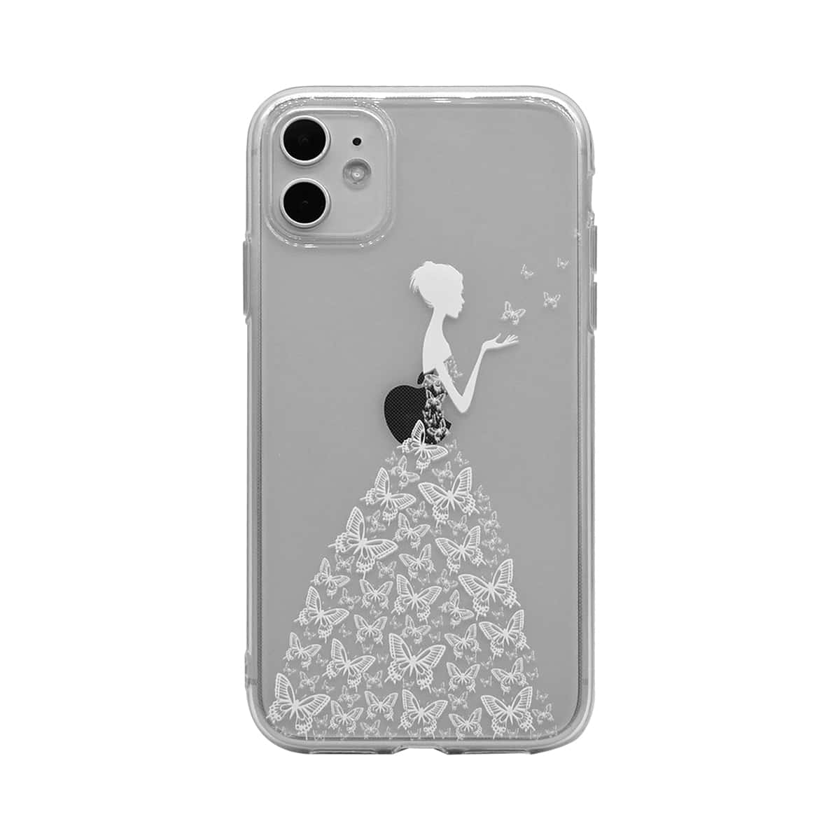 

Butterfly & Figure Graphic iPhone Case, Clear