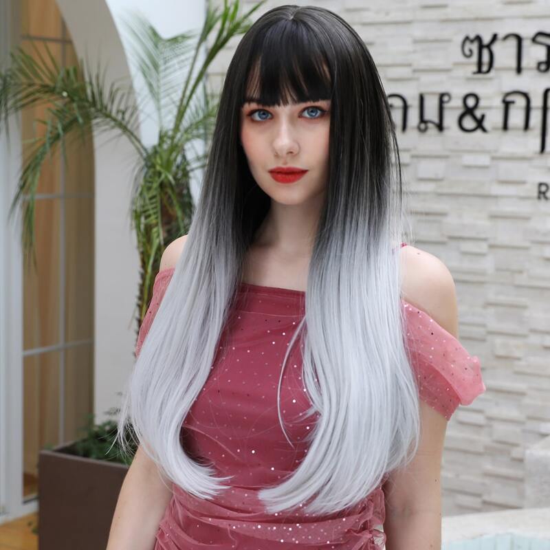 

Natural Ombre Long Wig With Bangs