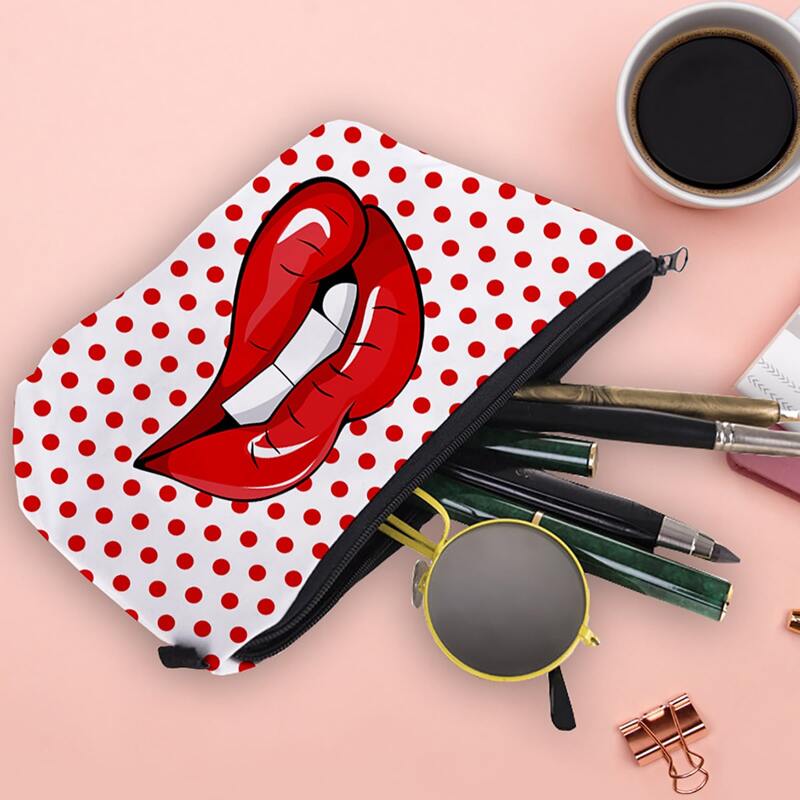 

Lip Print Large Pencil Bag, Multicolor