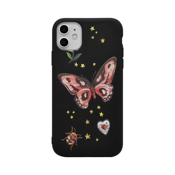 

Butterfly & Star Print iPhone Case, Multicolor