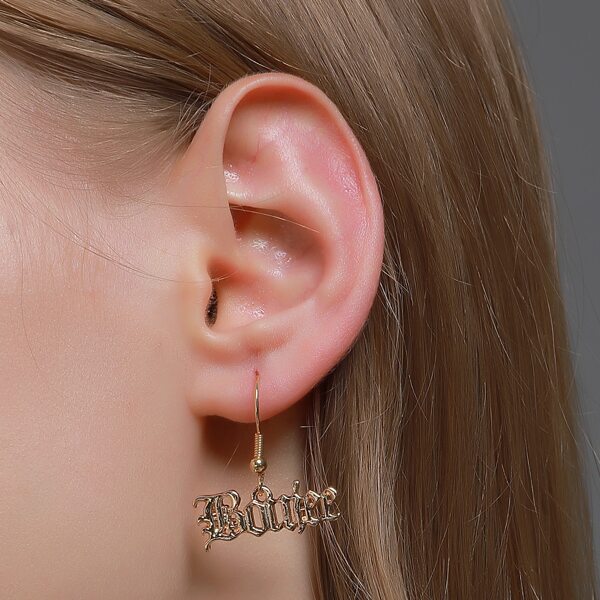 

Letter Drop Earrings, Gold