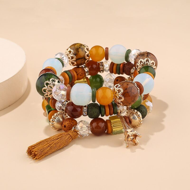 

3pcs Beaded Bracelet, Multicolor