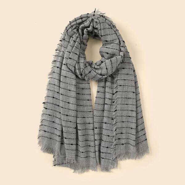

Striped Pattern Scarf, Grey
