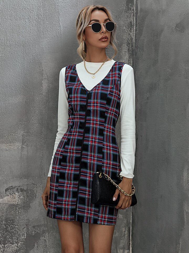 overall fitted dress Shay Overall Dress in Cream & Brown Floral M main image 0